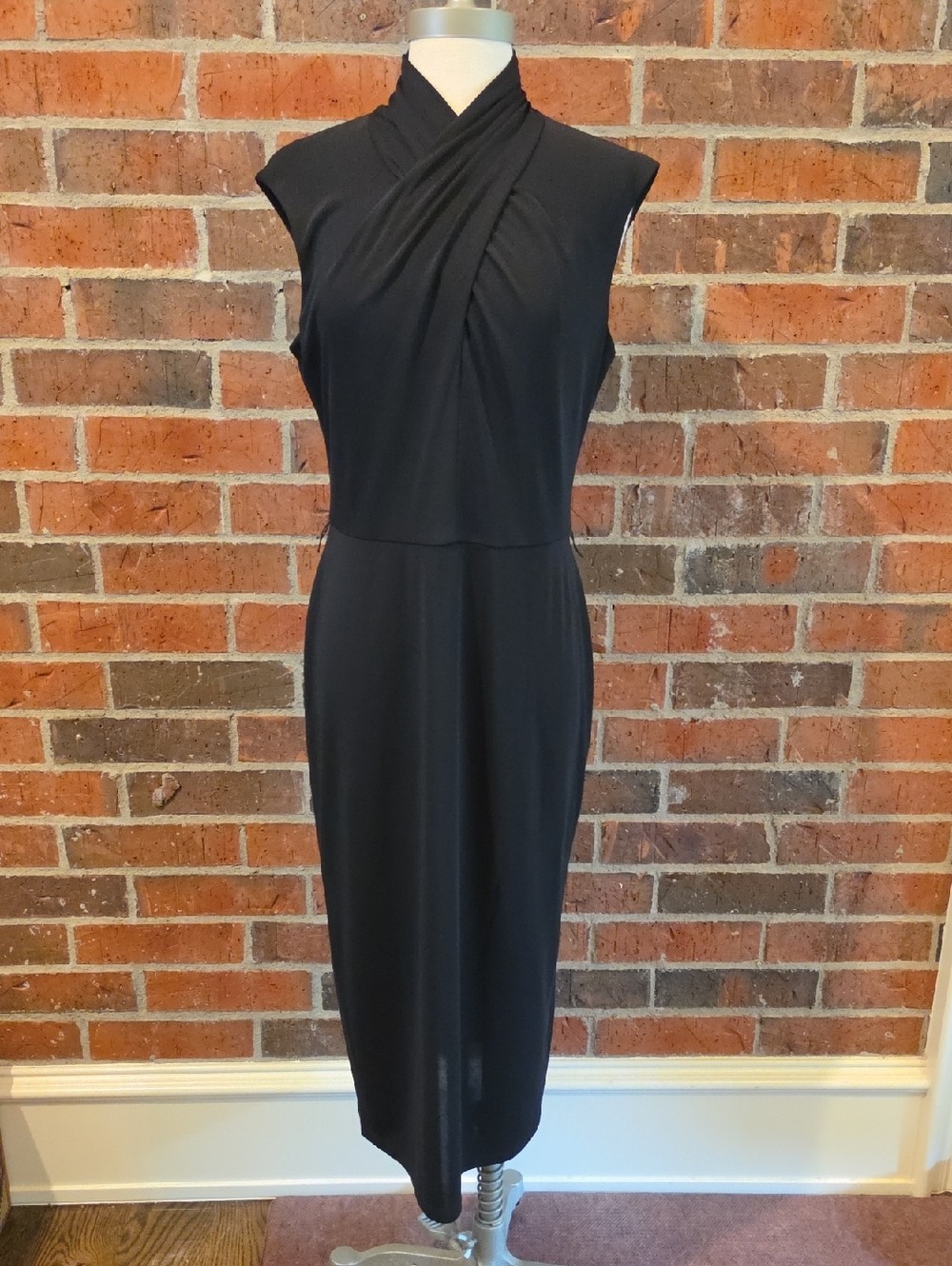 Lauren Ralph Lauren Black Criss Cross Neck Sleeveless Midi Dress NWT Size 10